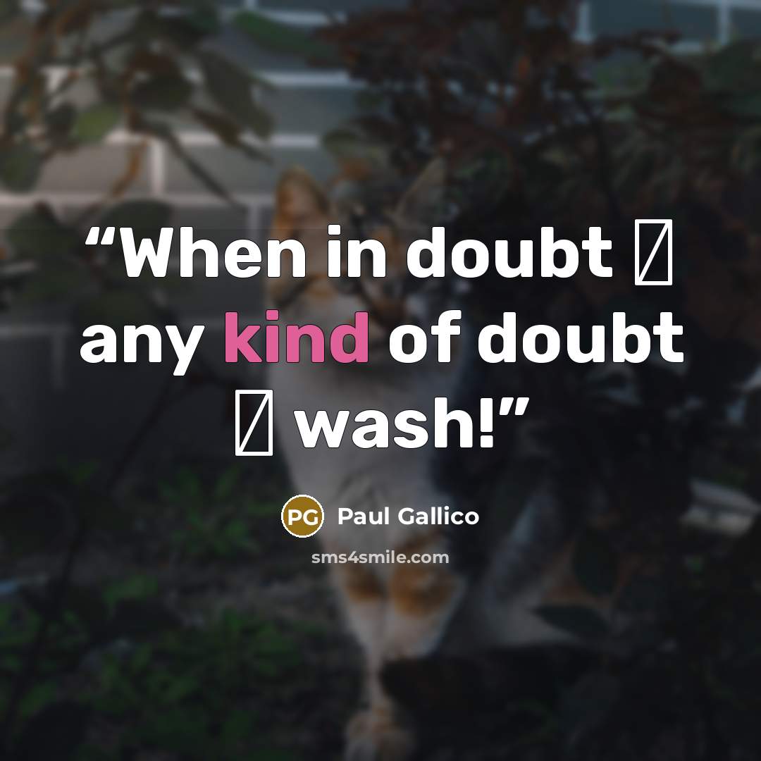 “When in doubt ― any kind of doubt ― wash!” quote by Paul Gallico