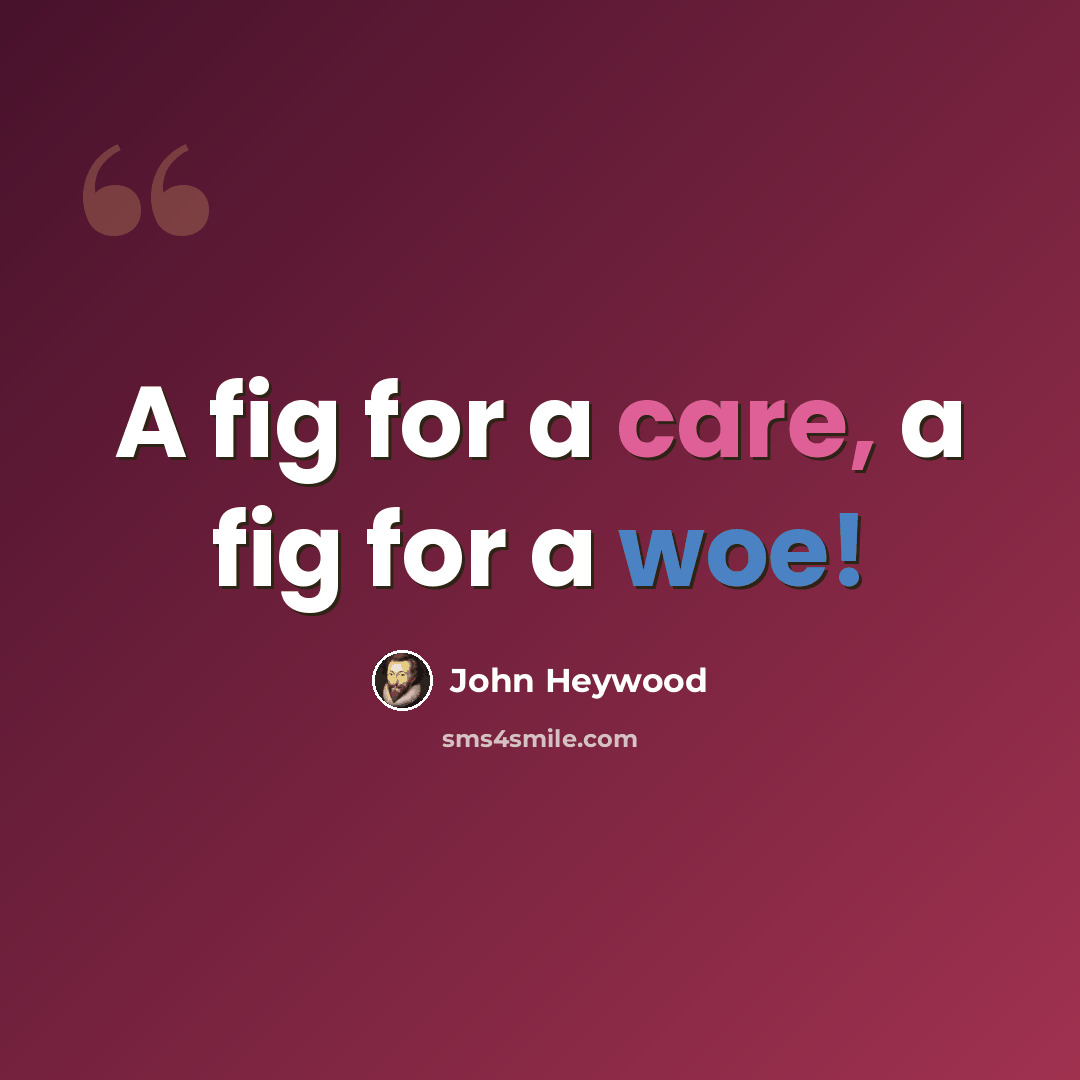 “A fig for a care, a fig for a woe!” quote by John Heywood