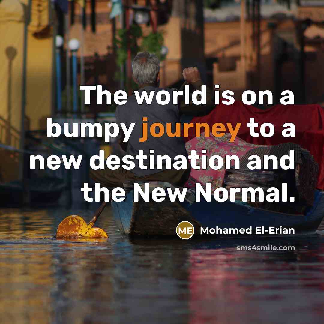 “The world is on a bumpy journey to a new destination and the New Normal.” quote by Mohamed El-Erian