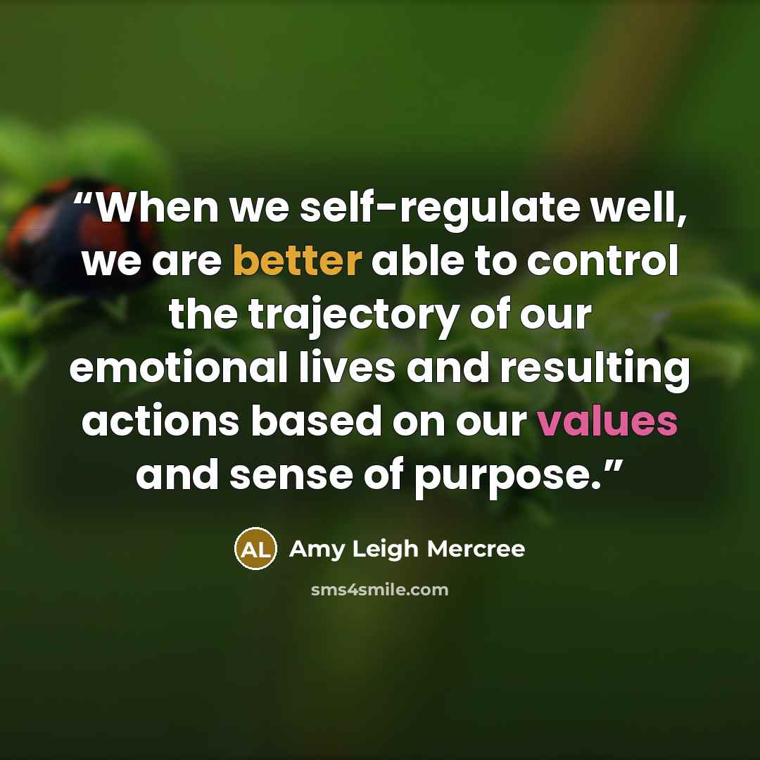 “When we self-regulate well, we are better able to control the trajectory of our emotional lives and resulting actions based on our values and sense of purpose.” quote by Amy Leigh Mercree