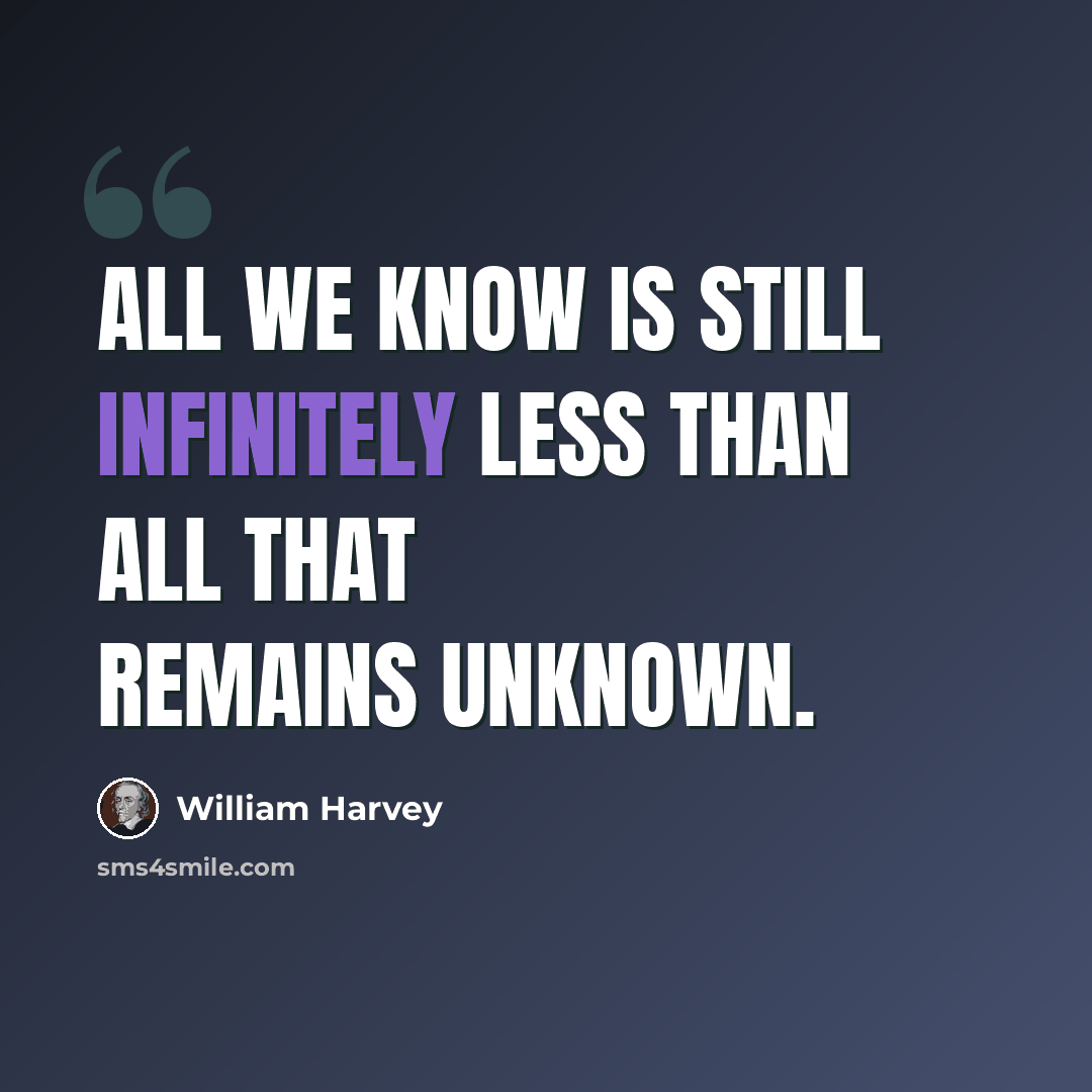 “All we know is still infinitely less than all that remains unknown.” quote by William Harvey