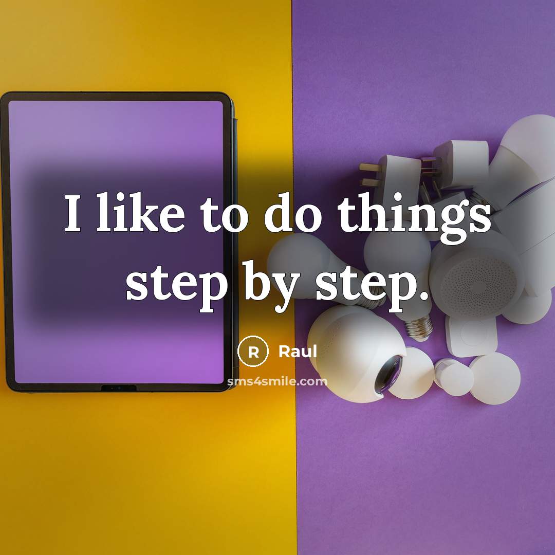 “I like to do things step by step.” quote by Raul