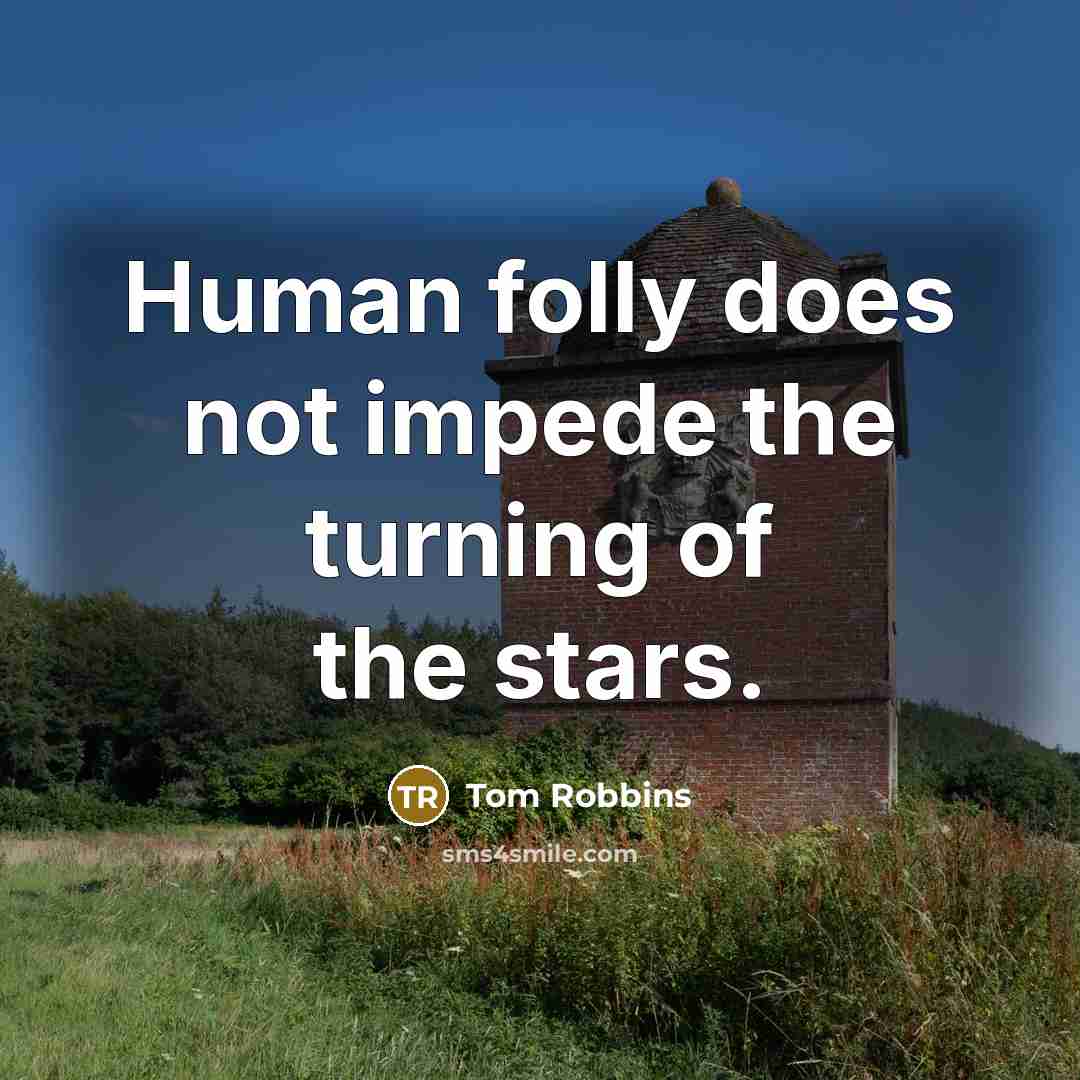 “Human folly does not impede the turning of the stars.” quote by Tom Robbins