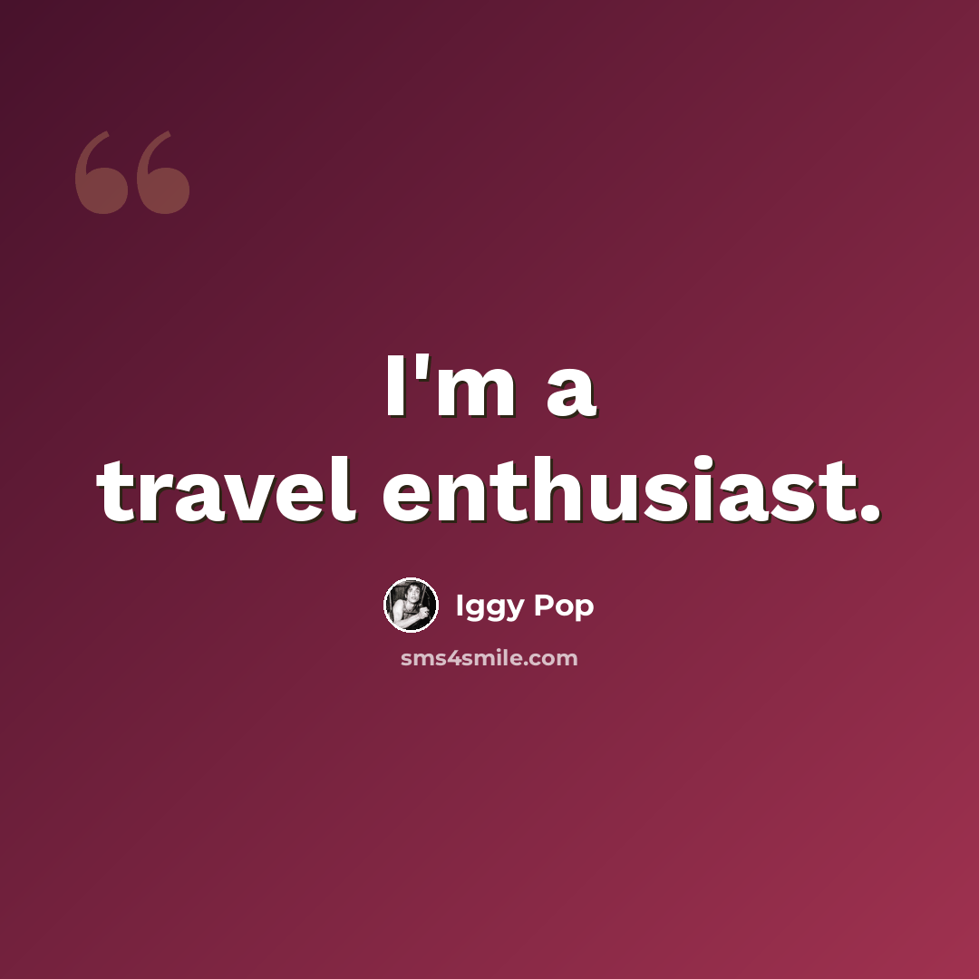 “I'm a travel enthusiast.” quote by Iggy Pop