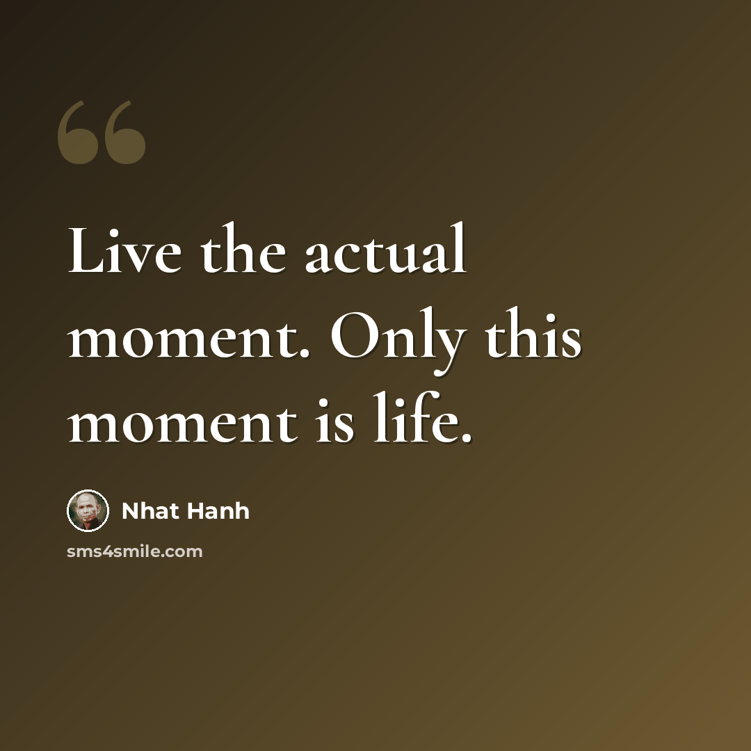 “Live the actual moment. Only this moment is life.” quote by Nhat Hanh