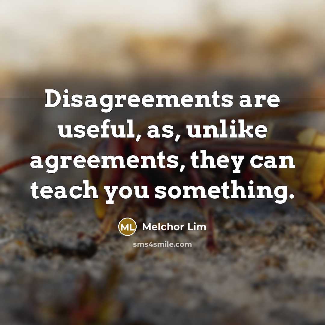 “Disagreements are useful, as, unlike agreements, they can teach you something.” quote by Melchor Lim