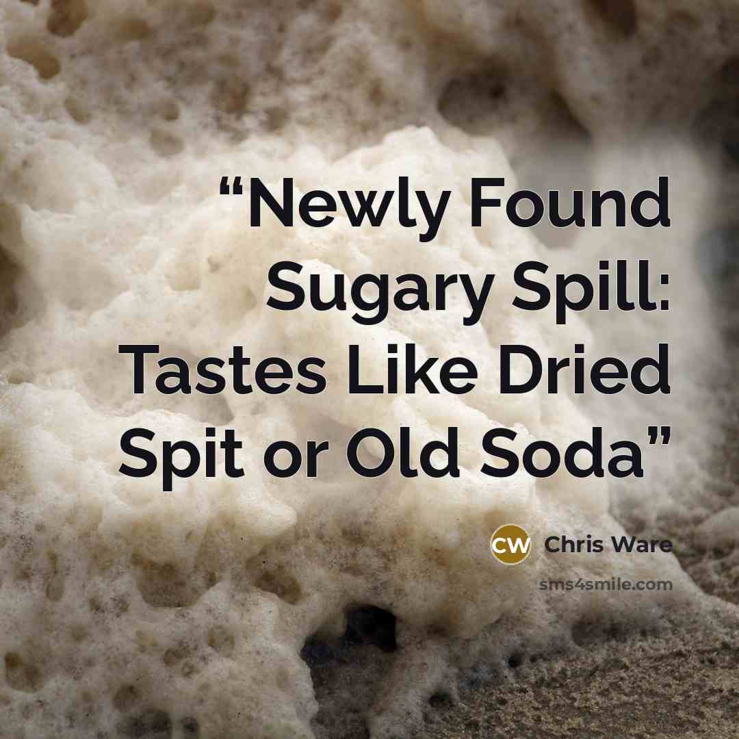 “Newly Found Sugary Spill: Tastes Like Dried Spit or Old Soda” quote by Chris Ware