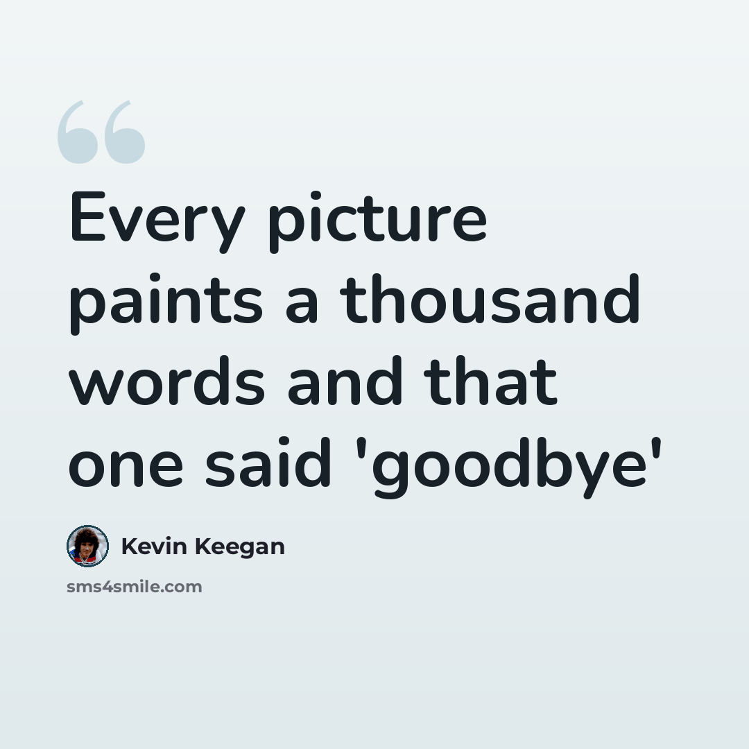 “Every picture paints a thousand words and that one said 'goodbye'” quote by Kevin Keegan