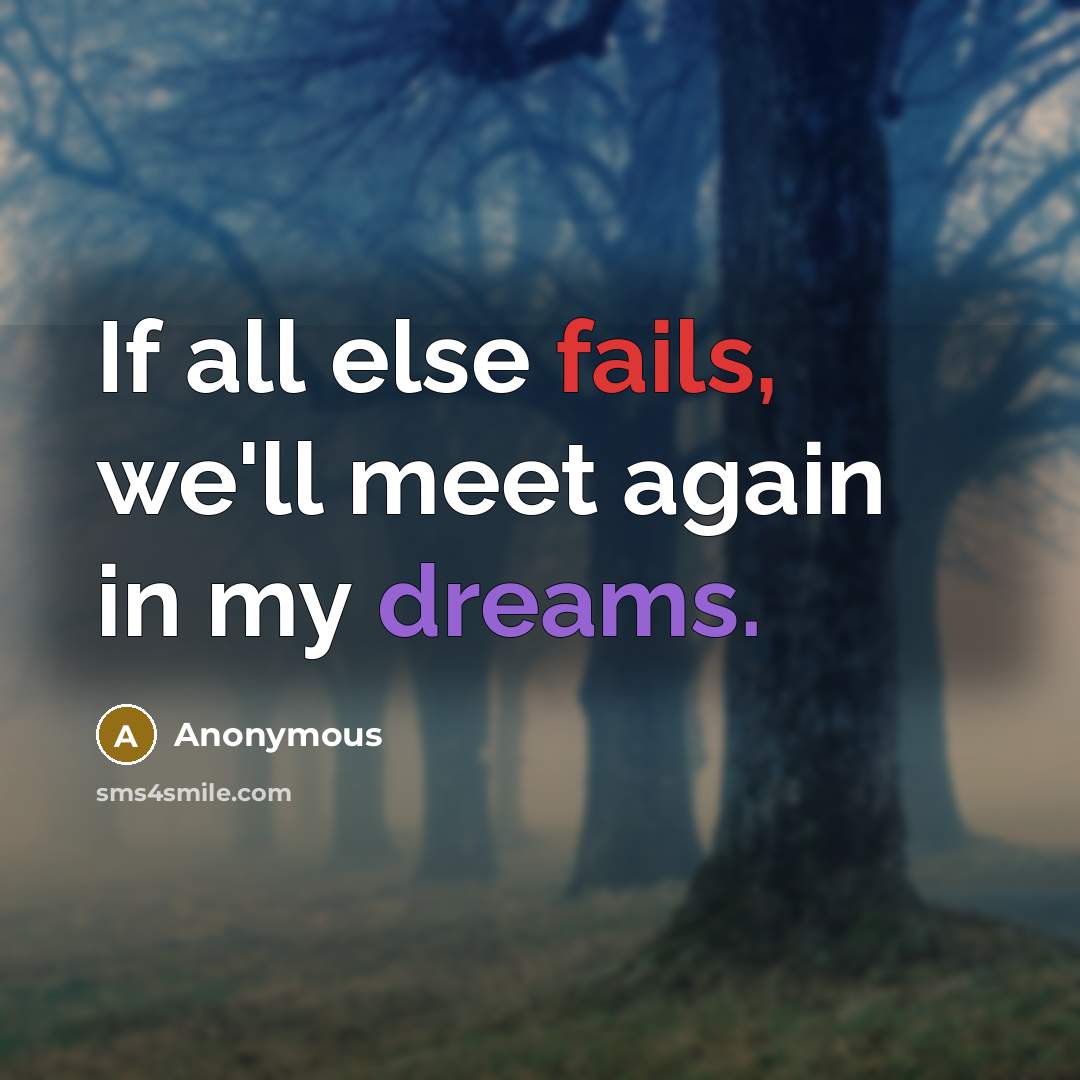 “If all else fails, we'll meet again in my dreams.” quote by Anonymous