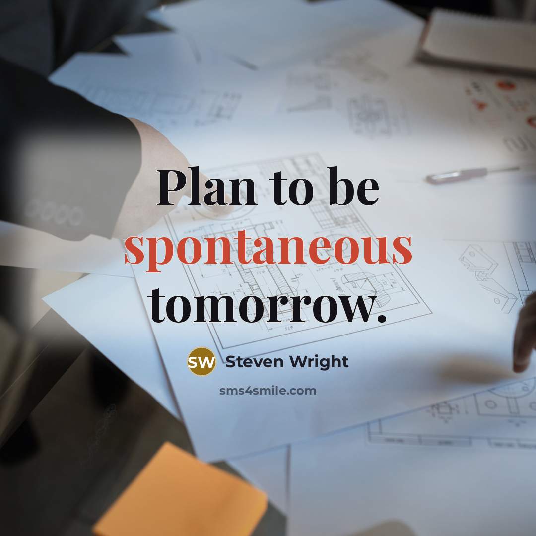 “Plan to be spontaneous tomorrow.” quote by Steven Wright