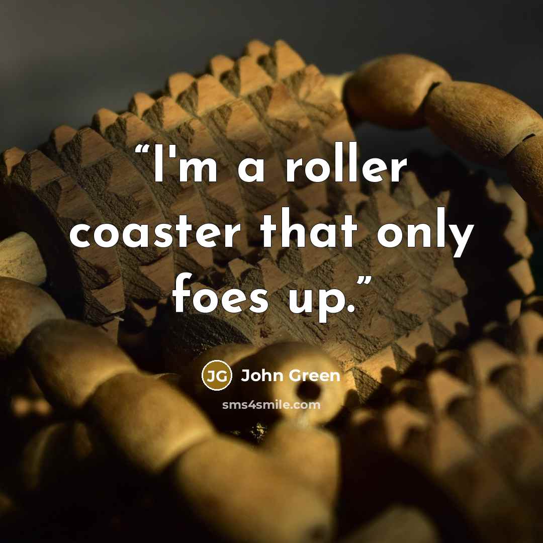 “I'm a roller coaster that only foes up.” quote by John Green