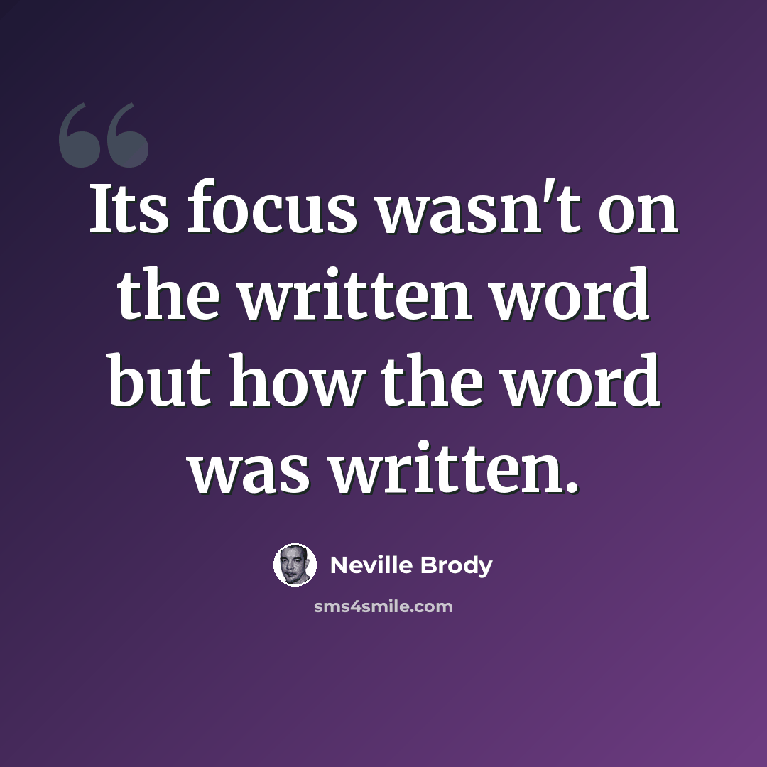 “Its focus wasn't on the written word but how the word was written.” quote by Neville Brody