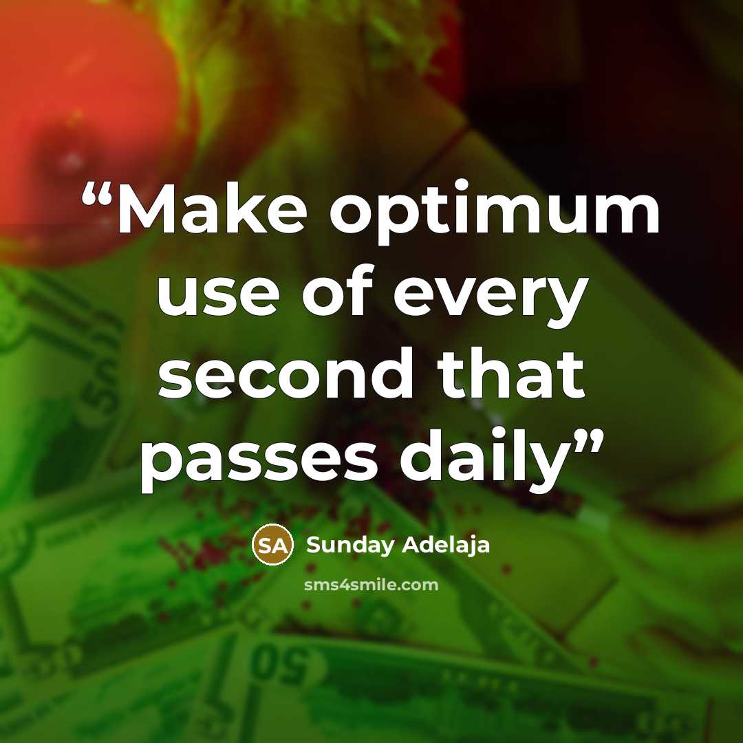 “Make optimum use of every second that passes daily” quote by Sunday Adelaja