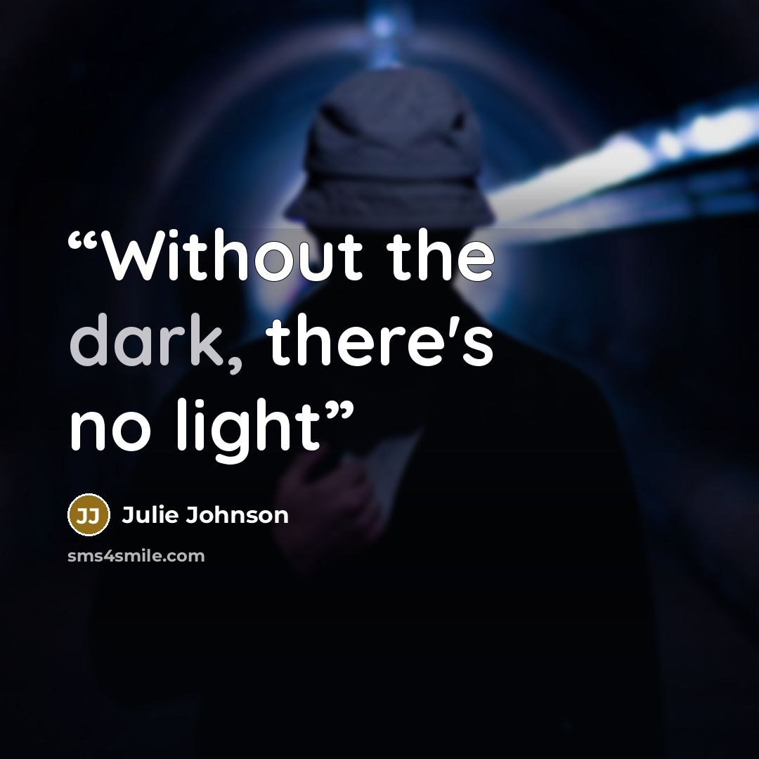 “Without the dark, there's no light” quote by Julie Johnson