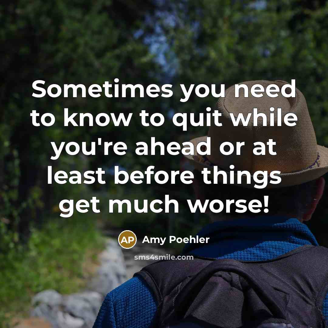 “Sometimes you need to know to quit while you're ahead or at least before things get much worse!” quote by Amy Poehler