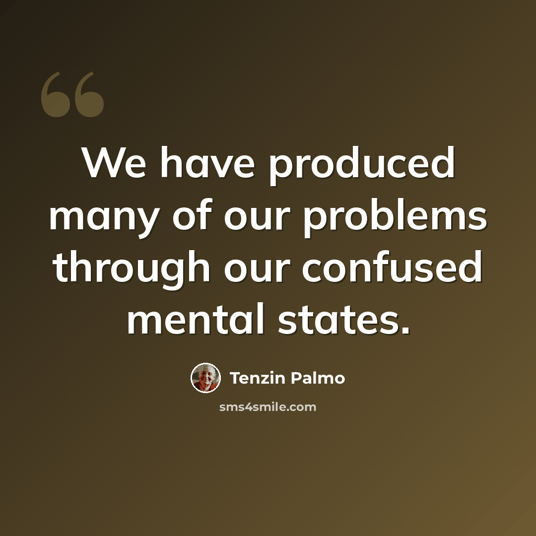 “We have produced many of our problems through our confused mental states.” quote by Tenzin Palmo