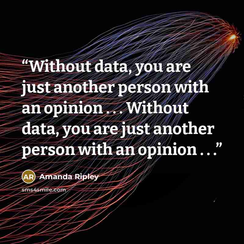 “Without data, you are just another person with an opinion . . . Without data, you are just another person with an opinion . . .” quote by Amanda Ripley