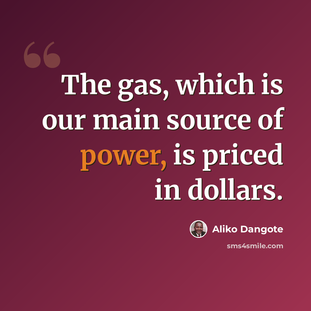 “The gas, which is our main source of power, is priced in dollars.” quote by Aliko Dangote