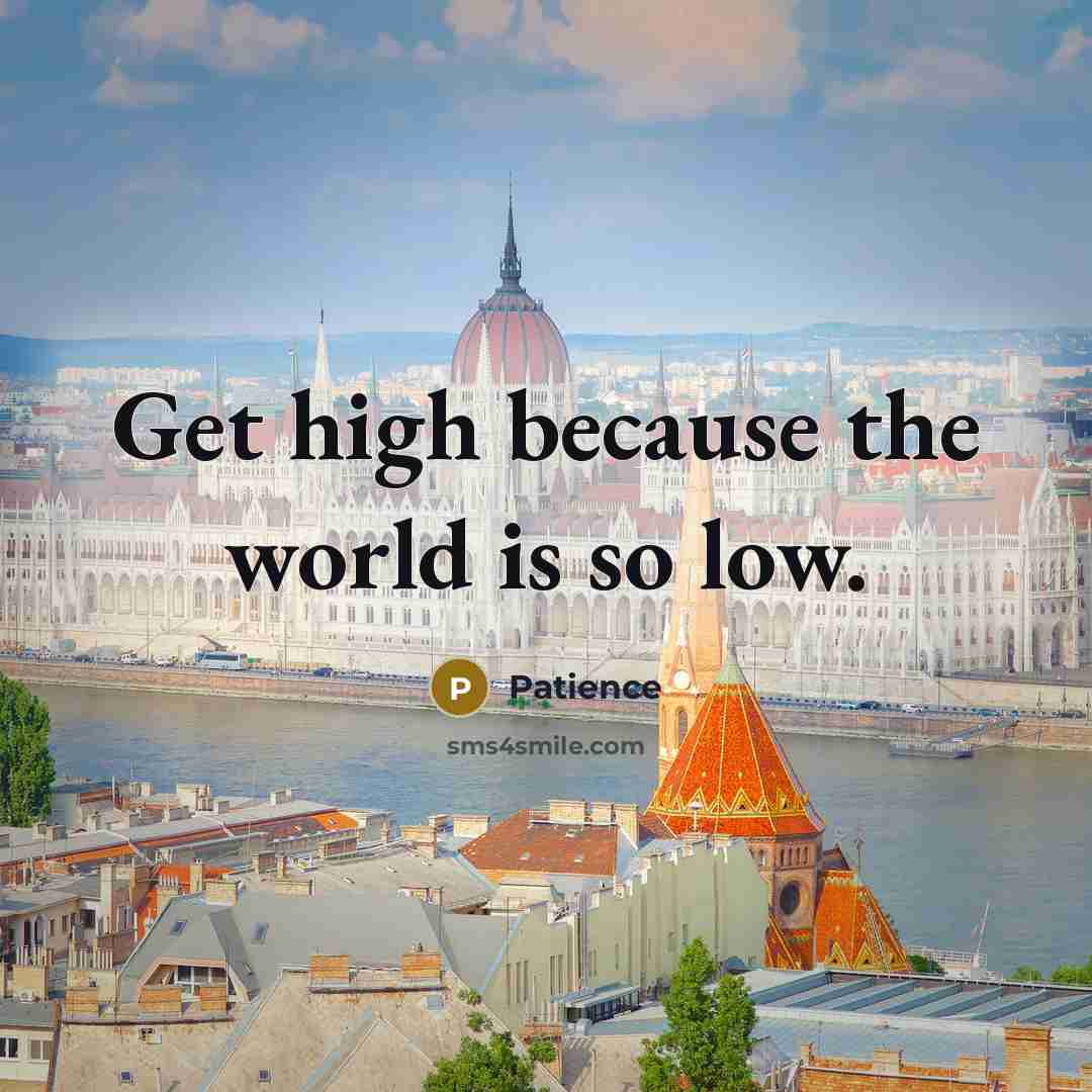 “Get high because the world is so low.” quote by Patience