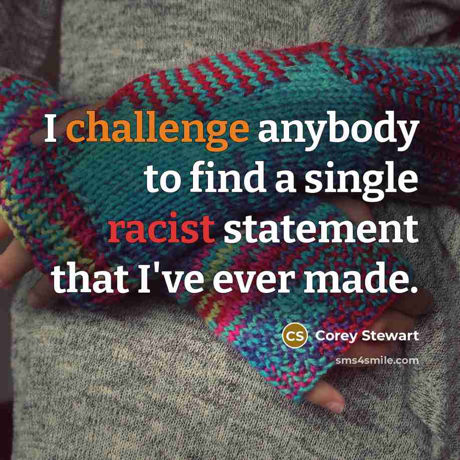 “I challenge anybody to find a single racist statement that I've ever made.” quote by Corey Stewart