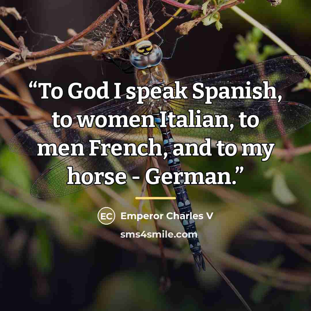“To God I speak Spanish, to women Italian, to men French, and to my horse - German.” quote by Anonymous