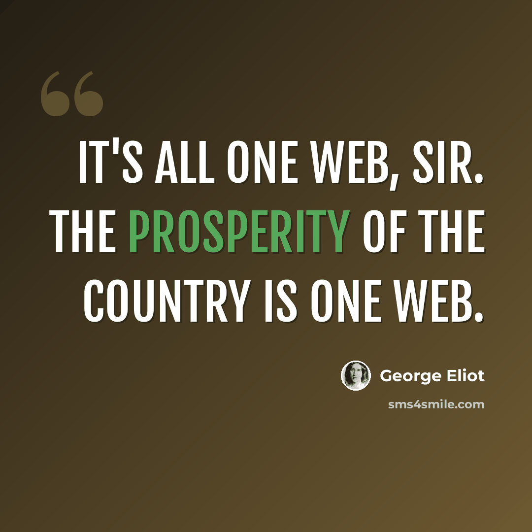 “It's all one web, sir. The prosperity of the country is one web.” quote by George Eliot