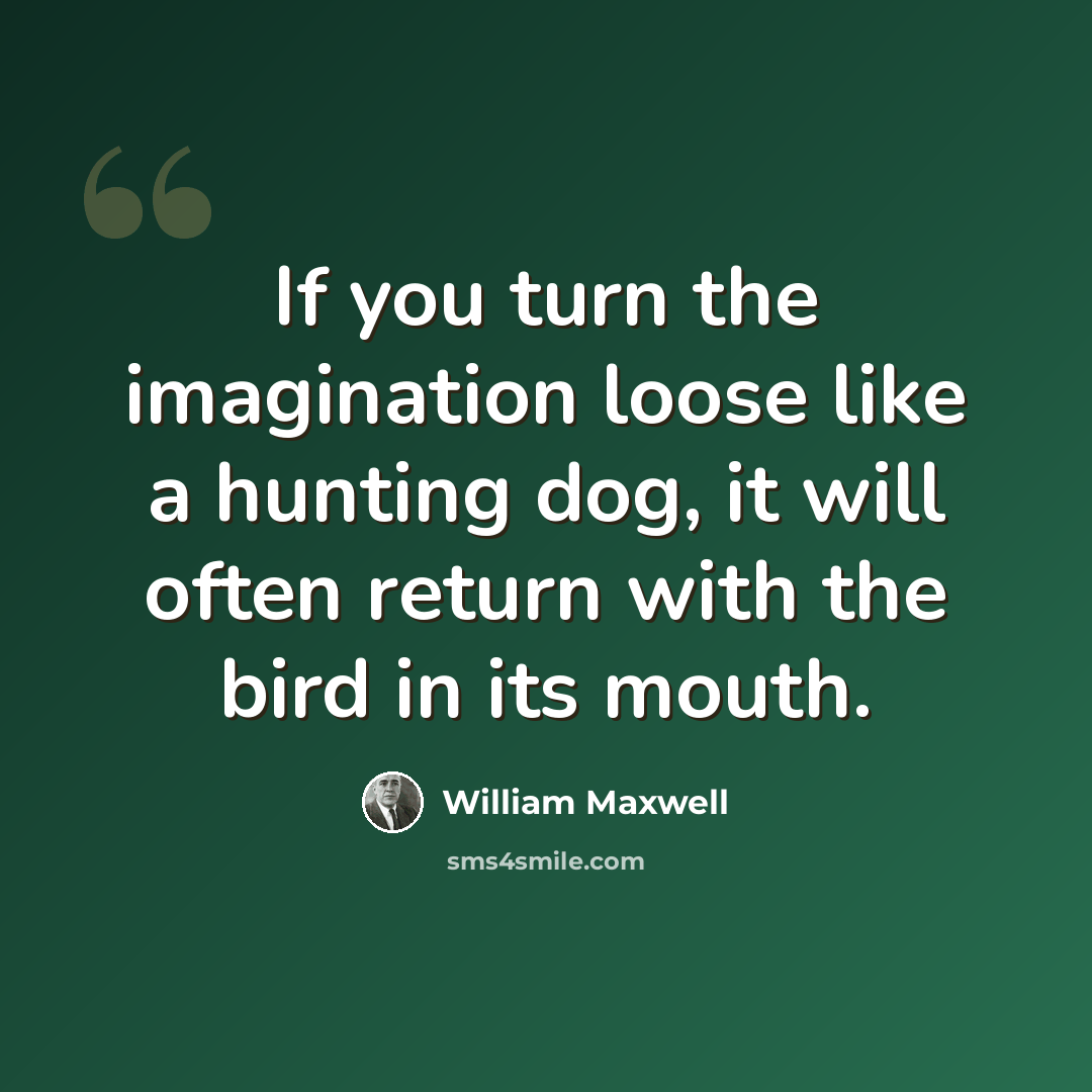 “If you turn the imagination loose like a hunting dog, it will often return with the bird in its mouth.” quote by William Maxwell