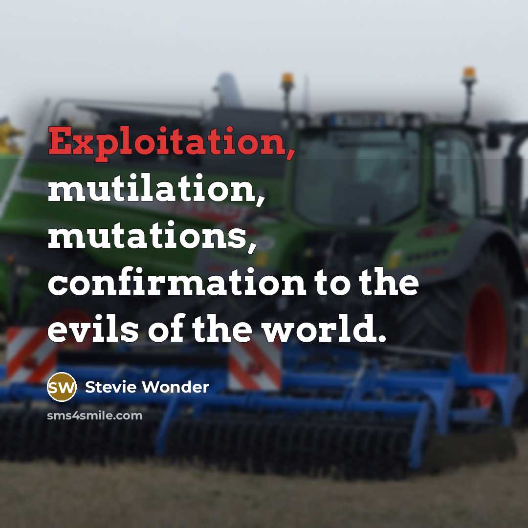 “Exploitation, mutilation, mutations, confirmation to the evils of the world.” quote by Stevie Wonder