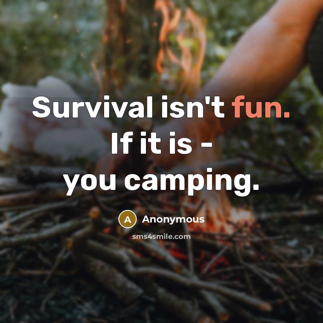 “Survival isn't fun. If it is - you camping.” quote by Anonymous