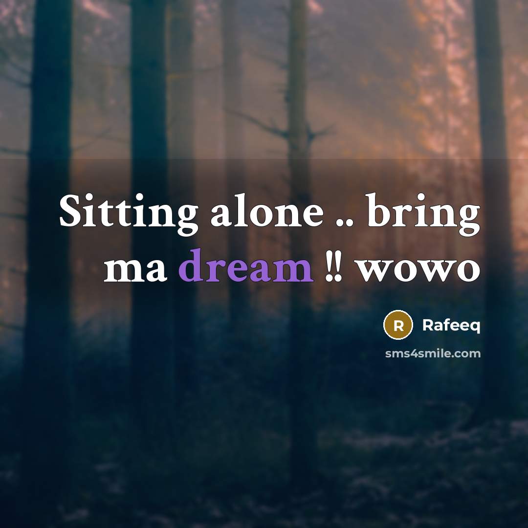 “Sitting alone .. bring ma dream !! wowo” quote by Rafeeq