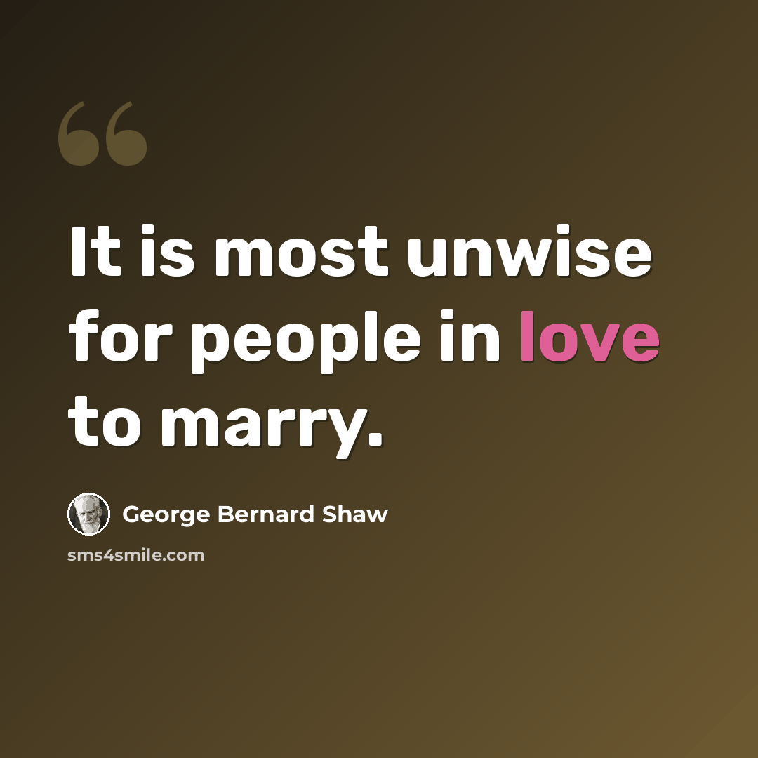 “It is most unwise for people in love to marry.” quote by George Bernard Shaw