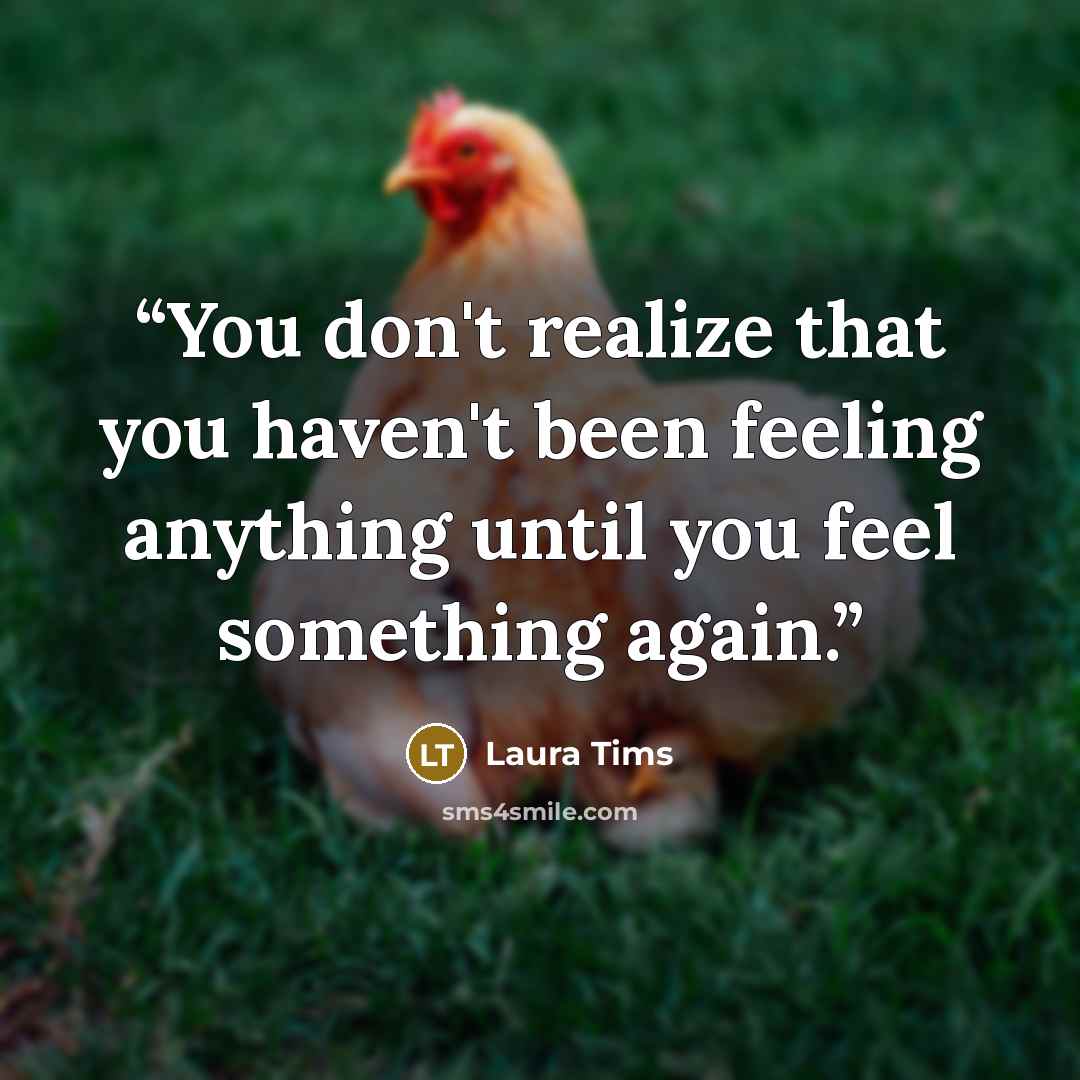 “You don't realize that you haven't been feeling anything until you feel something again.” quote by Laura Tims