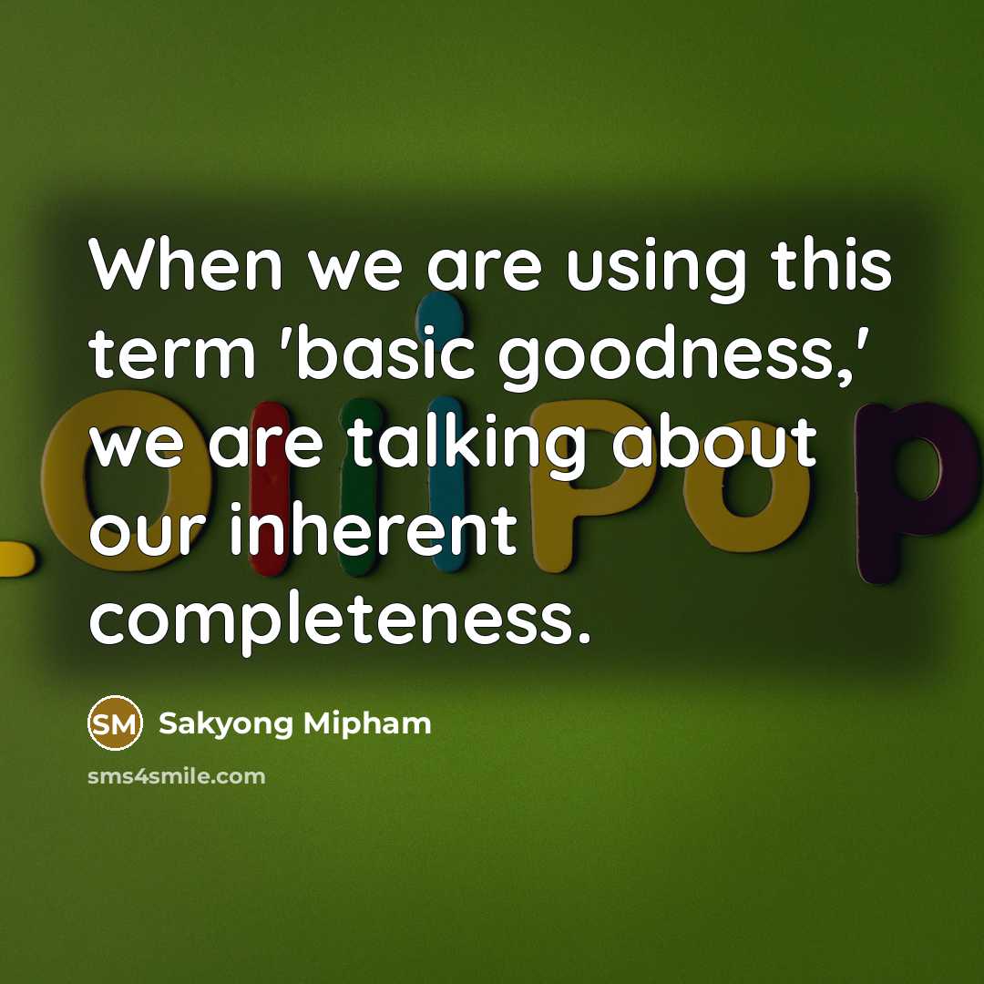 “When we are using this term 'basic goodness,' we are talking about our inherent completeness.” quote by Sakyong Mipham