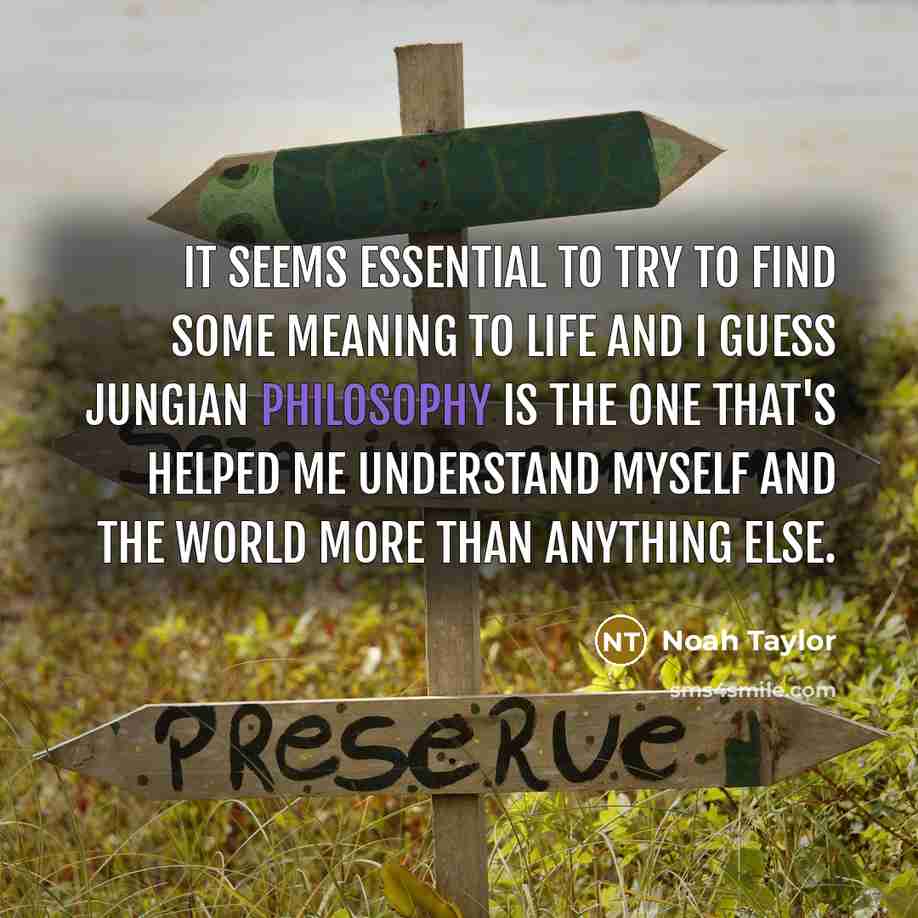 “It seems essential to try to find some meaning to life and I guess Jungian philosophy is the one that's helped me understand myself and the world more than anything else.” quote by Noah Taylor
