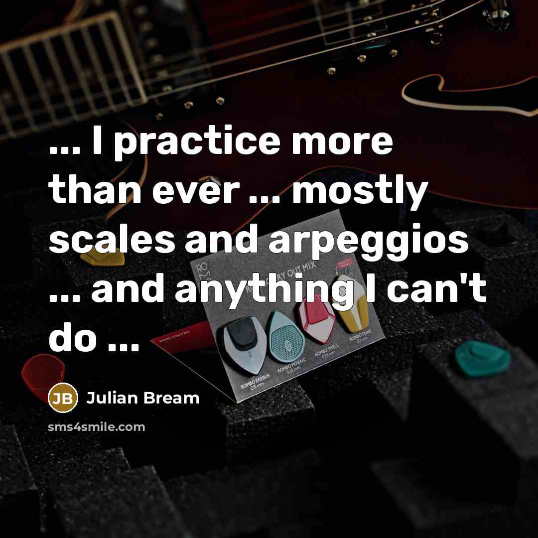 “... I practice more than ever ... mostly scales and arpeggios ... and anything I can't do ...” quote by Julian Bream