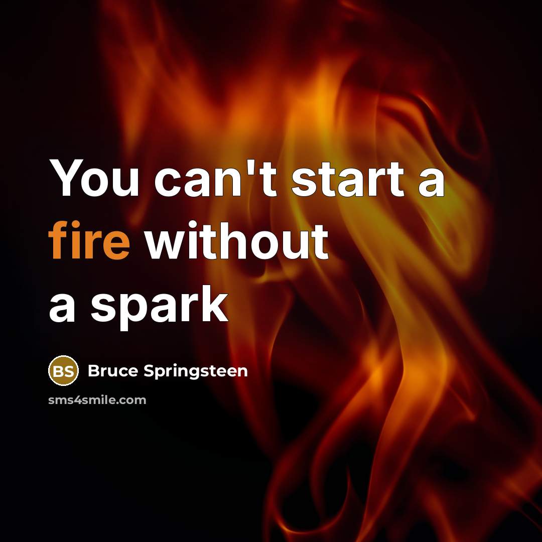 “You can't start a fire without a spark” quote by Bruce Springsteen