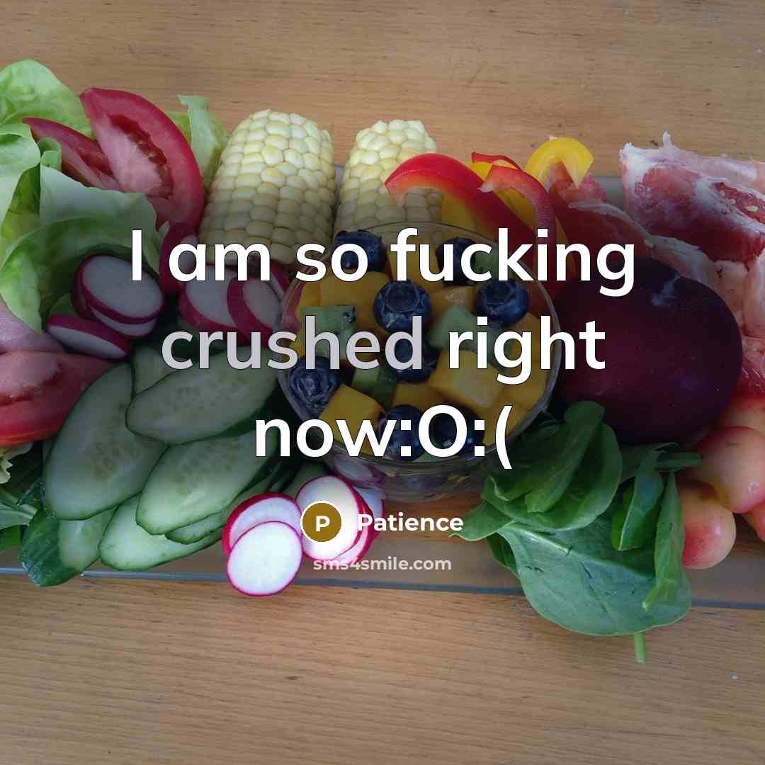 “I am so fucking crushed right now:O:(” quote by Patience