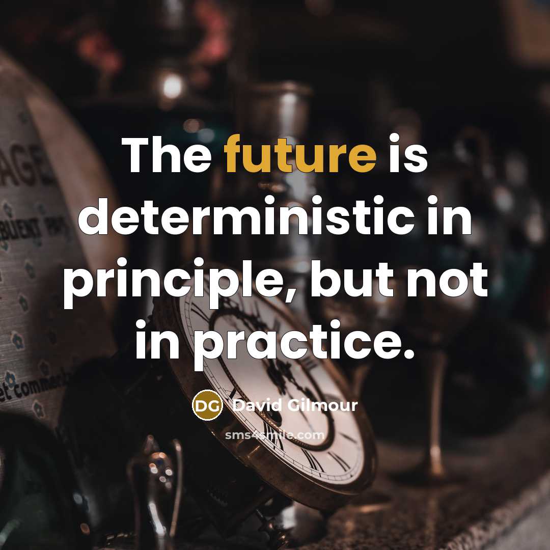 “The future is deterministic in principle, but not in practice.” quote by David Gilmour