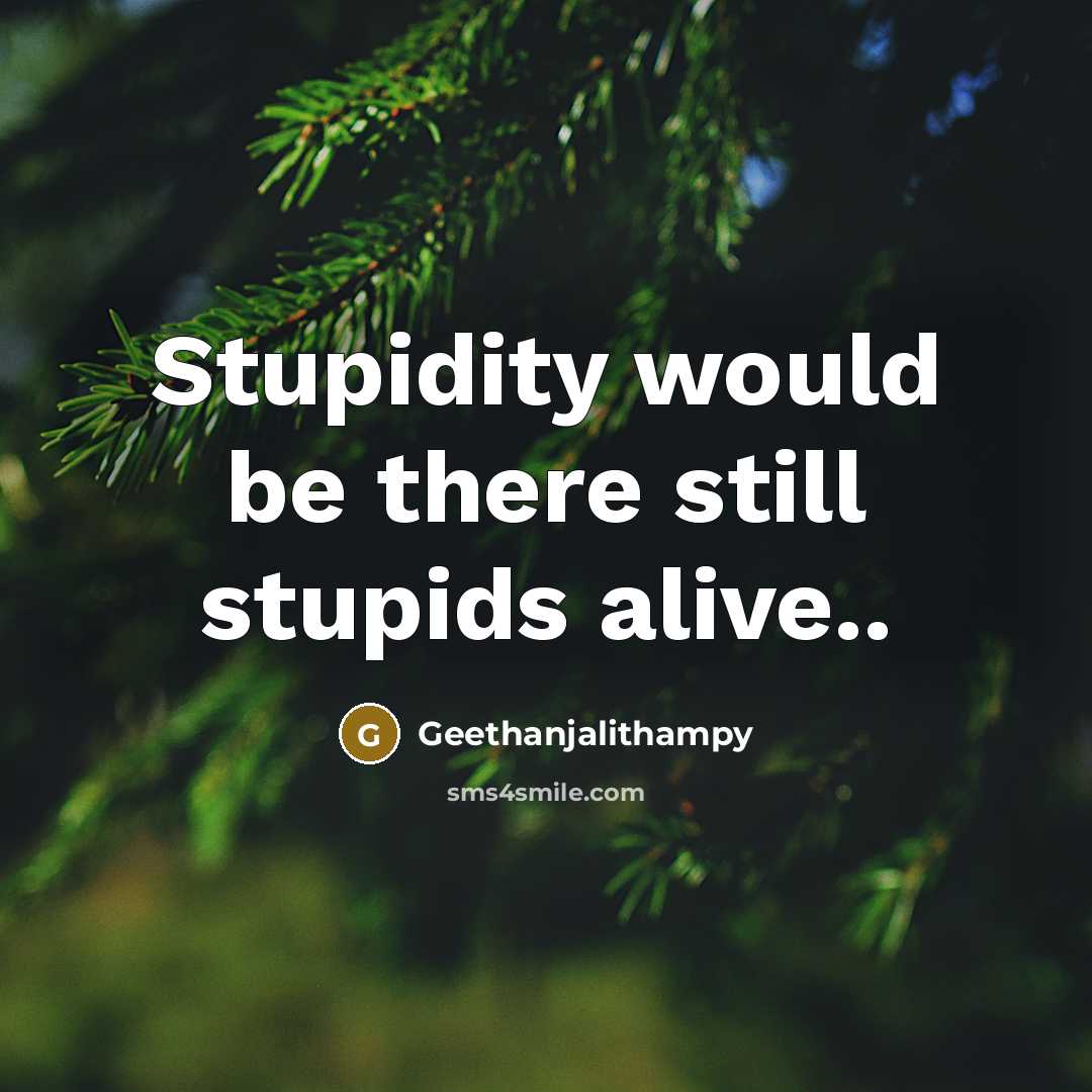 “Stupidity would be there still stupids alive..” quote by Geethanjalithampy