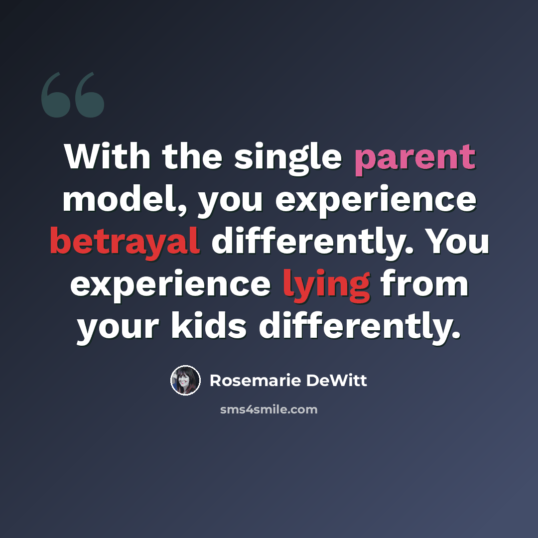 “With the single parent model, you experience betrayal differently. You experience lying from your kids differently.” quote by Rosemarie DeWitt