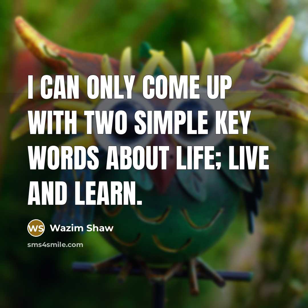 “I can only come up with two simple key words about life; LIVE and LEARN.” quote by Wazim Shaw