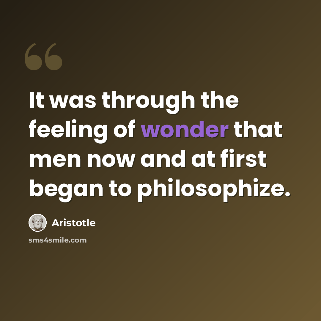 “It was through the feeling of wonder that men now and at first began to philosophize.” quote by Aristotle