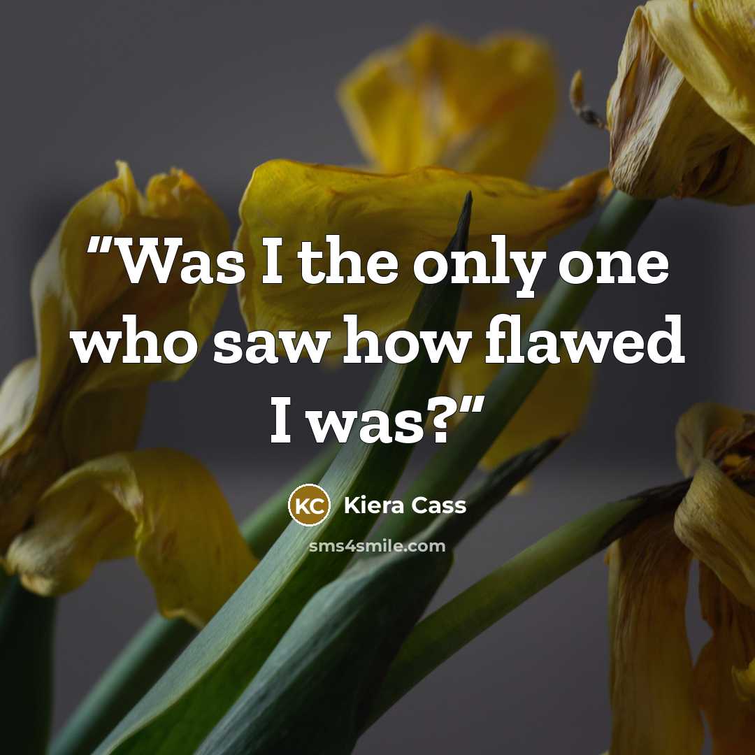 “Was I the only one who saw how flawed I was?” quote by Kiera Cass