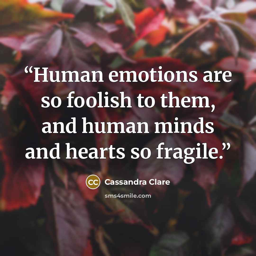 “Human emotions are so foolish to them, and human minds and hearts so fragile.” quote by Cassandra Clare