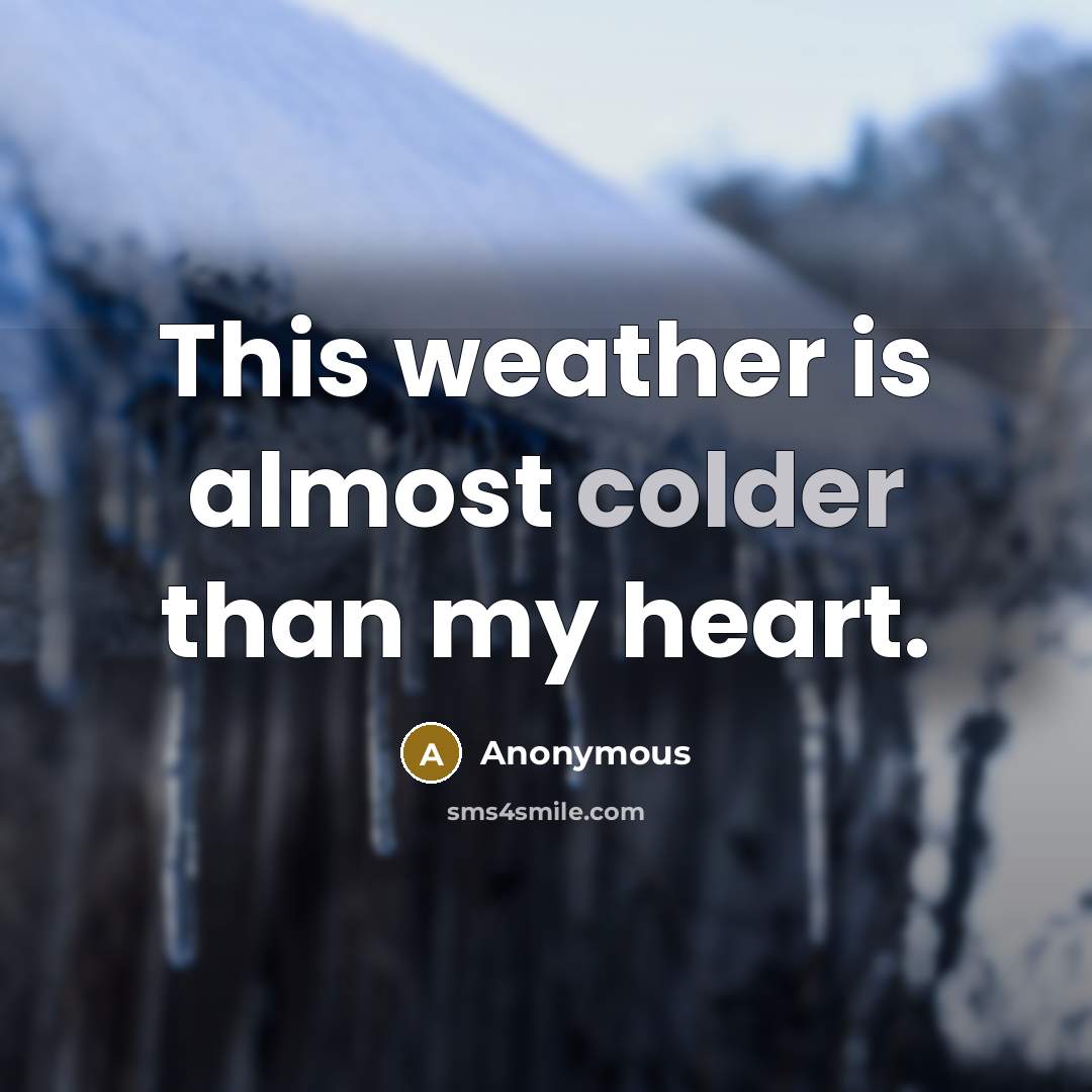 “This weather is almost colder than my heart.” quote by Anonymous