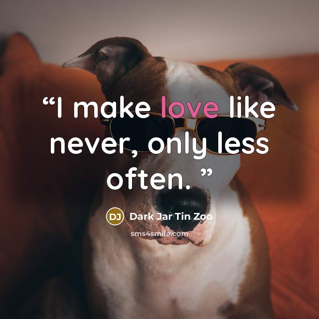 “I make love like never, only less often.” quote by Dark Jar Tin Zoo