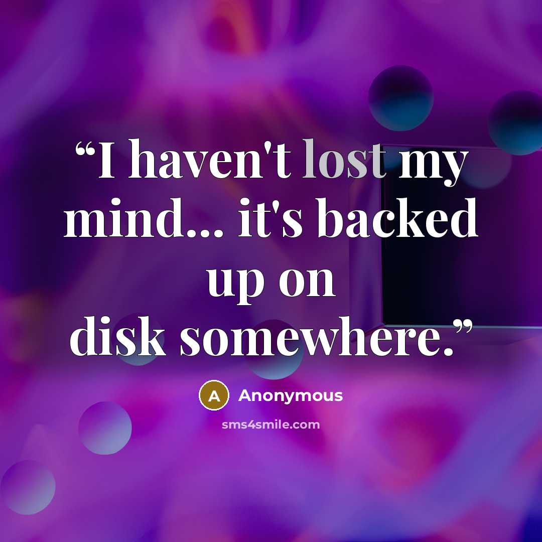 “I haven't lost my mind... it's backed up on disk somewhere.” quote by Anonymous