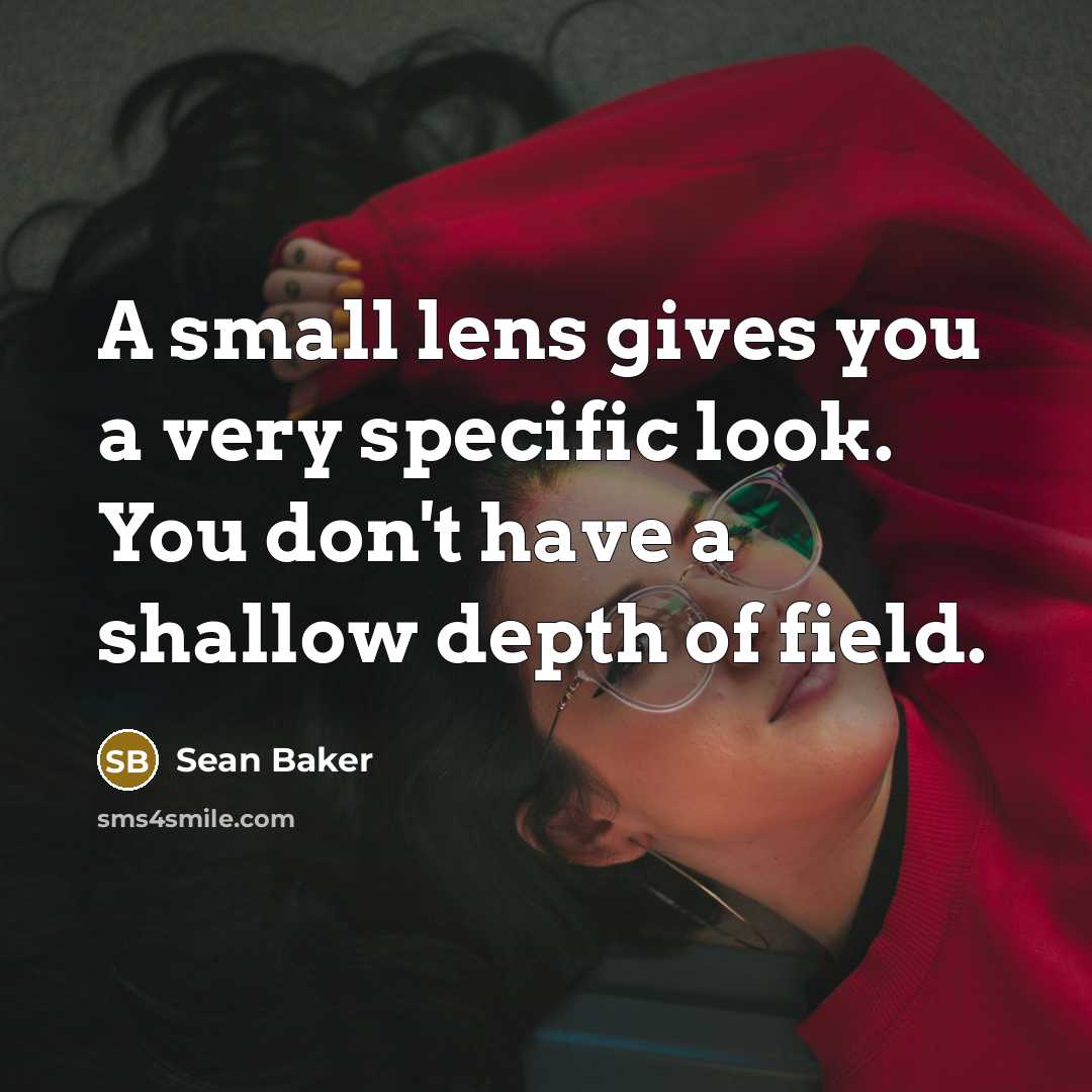 “A small lens gives you a very specific look. You don't have a shallow depth of field.” quote by Sean Baker