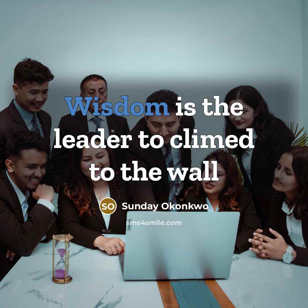 “Wisdom is the leader to climed to the wall” quote by Sunday Okonkwo