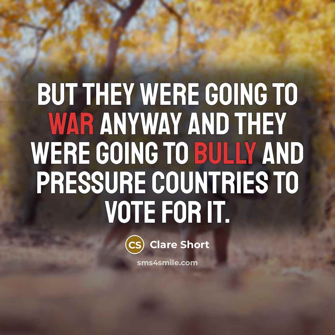 “But they were going to war anyway and they were going to bully and pressure countries to vote for it.” quote by Clare Short